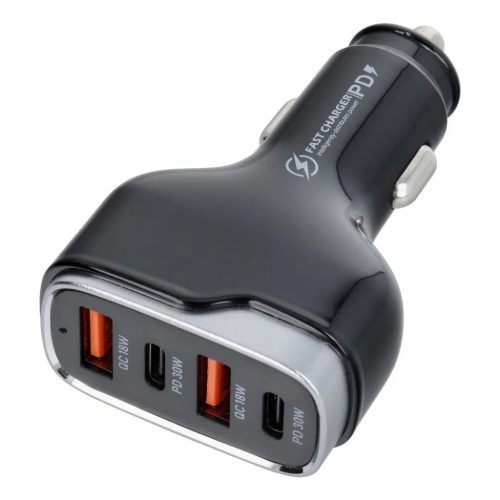Autós töltő 2 x USB A + 2 x Type C PD QC3.0 6A 66W CC53-2A2C fekete