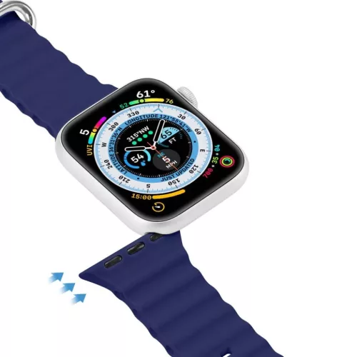 DUX DUCIS Ocean Wave szilikon szíj Apple Watch 42 / 44 / 45 mm kék-6934913033937 3 kép