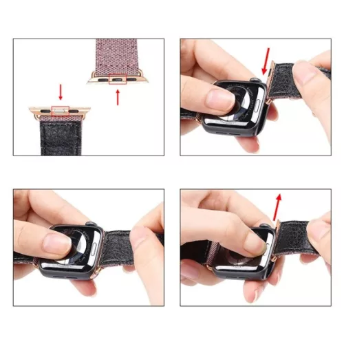 Dux Ducis Litchi Apple Watch 3/4/5/6/7/8/SE óraszíj (38/40/41 mm) fe-6934913077993 5 kép