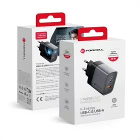   FORCELL F-ENERGY GaN VT-39 utazó töltő Type C + USB A PD QC4.0 4A 45W szürke