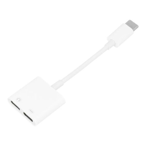 AUX 2 az 1-ben adapter Type C (apa) - Type C (anya) / Type C (anya) BOX fehér [DAC]
