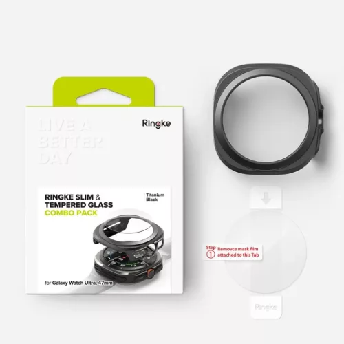 RINGKE SLIM & EDZETT ÜVEG GALAXY WATCH ULTRA (47 MM) TITANIUM FEKETE -8809961787744 8 kép