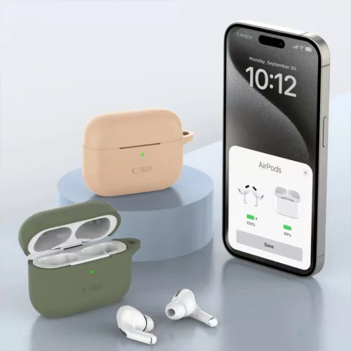 Tech-protect Silicone Hook Apple Airpods Pro 1 / 2 Caffe Latte Tok-5906302313280 4 kép