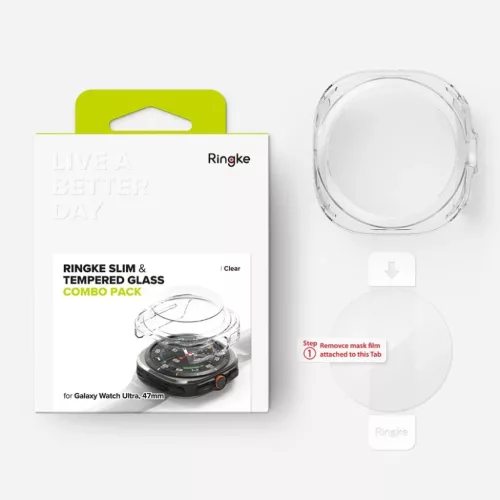 RINGKE SLIM & TEMPERED GLASS GALAXY WATCH ULTRA (47 MM) CLEAR tok + ü-8809961787713 9 kép