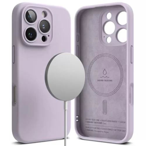 Ringke Szilikon Mágneses Magsafe Iphone 16 Pro Max Világos Lila Tok-8809961789700 2 kép