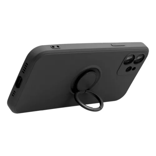 Szilikon gyűrűs tok iPhone 16 Pro Max fekete-5903396307355 7 kép