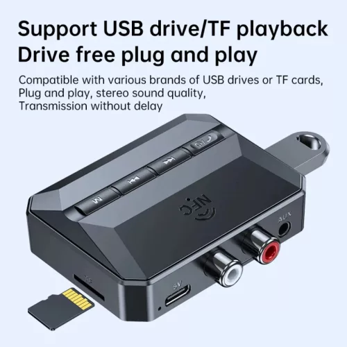HIGI T59 bluetooth audio adó / vevő AUX 3.5mm adapter + microSD, USB- 4 kép