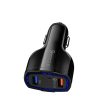 Univerzális szivargyújtós autós töltő 2xUSB és 1x USB Type-C QC- 4 kép