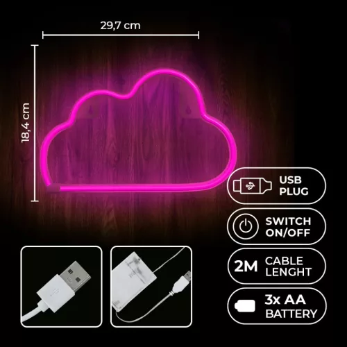 Neon LED Fény FELHŐ rózsaszín NNE25 Neolia-5907457773486 6 kép