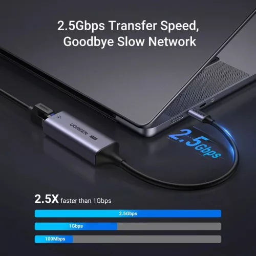 Ugreen CM648 USB-C to RJ45 Ethernet 2.5G adapter - szürke-6941876220526 2 kép