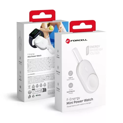 FORCELL F-ENERGY Mini Power Watch powerbank 1A 2,5W 1200 mAh fehér-5903396229268 1 kép