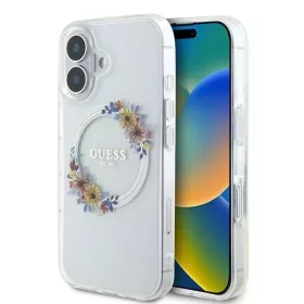    iPhone 16 Plus Átlátszó Guess IML Flowers Wreath MagSafe tok