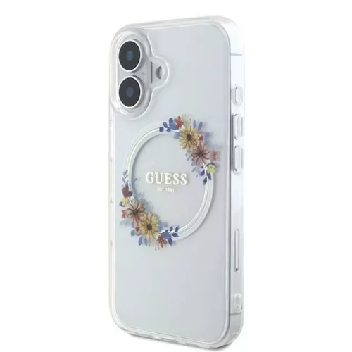  iPhone 16 Plus Átlátszó Guess IML Flowers Wreath MagSafe tok-3666339311438 2 kép