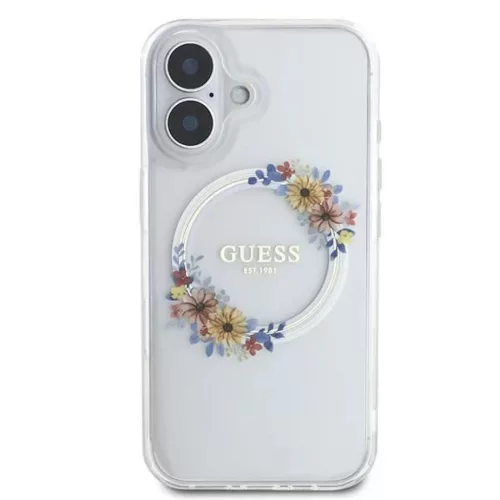 iPhone 16 Plus Átlátszó Guess IML Flowers Wreath MagSafe tok-3666339311438 3 kép