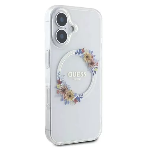  iPhone 16 Plus Átlátszó Guess IML Flowers Wreath MagSafe tok-3666339311438 4 kép