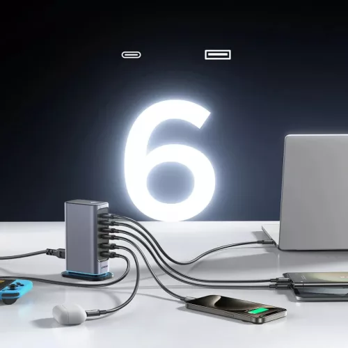 Joyroom JR-TCM02 többportos GaN töltő 65W EU 4x USB-C 2x USB-A - s�-6956116795528 9 kép