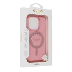    iPhone 16 rózsaszín Eredeti GUESS IML Rhinestones Magsafe GUHMP16SPFTDTEP tok