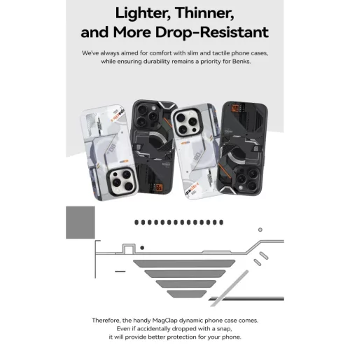  iPhone 15 Pro Max Fehér Benks Magnetic Mecha Series tok-6948005903251 3 kép