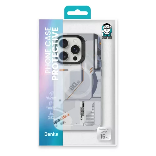 iPhone 15 Pro Max Fehér Benks Magnetic Mecha Series tok-6948005903251 6 kép