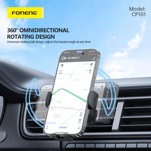Foneng autós telefontartó CP101 vezeték nélküli töltéssel, lég-6970462519904 5 kép