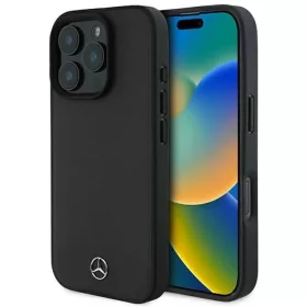   Mercedes Textured And Plain Leather MagSafe tok iPhone 16 Pro Max - fekete tok