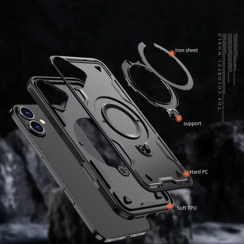 Hibrid Páncél Divatos Tok MagSafe-val iPhone 16-hoz - Fekete-5907769365379 2 kép