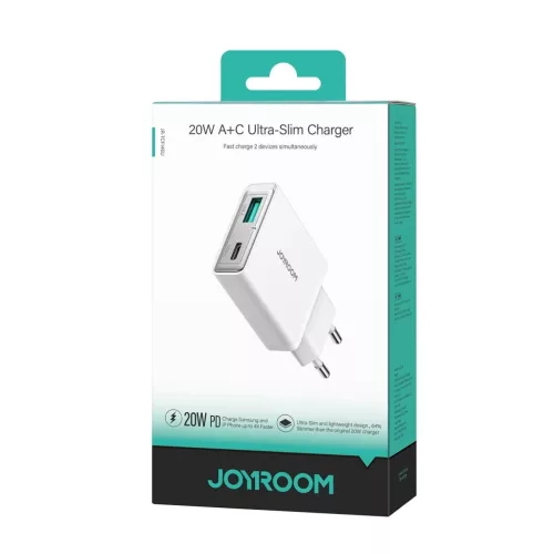 Joyroom JR-TCF14 20W USB-A USB-C szuper vékony fali töltő - Fehér-6956116724825 7 kép