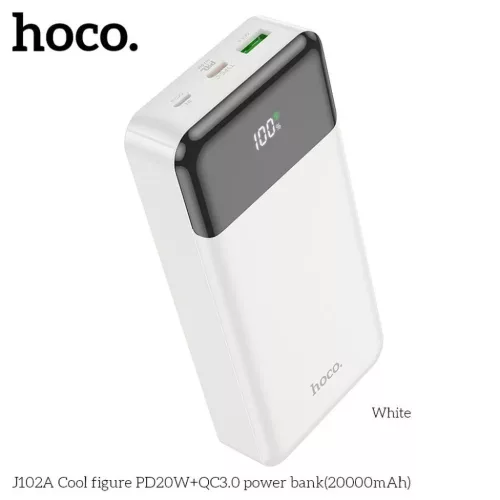 HOCO powerbank 20000 mAh PD QC3.0 3A 20W J102A fehér-6931474783639 2 kép