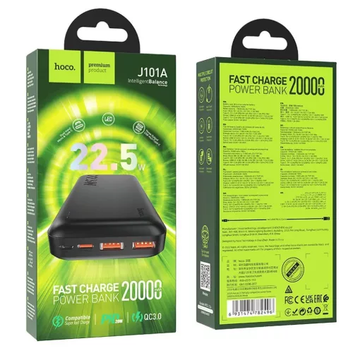 HOCO powerbank 20000 mAh PD QC 3A 22,5W J101A fekete-6931474782496 2 kép
