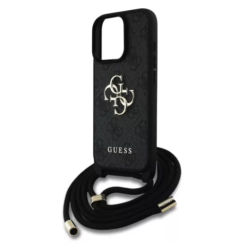 iPhone 16 Pro Max Fekete Guess PU 4G Fém Logó Crossbody Pántos tok-3666339434298 4 kép