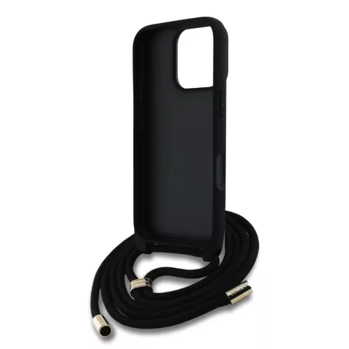  iPhone 16 Pro Max Fekete Guess PU 4G Fém Logó Crossbody Pántos tok-3666339434298 5 kép