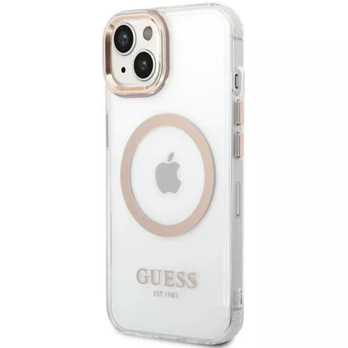 Guess Metal Outline MagSafe iPhone 15 Plus / 14 Plus tok - arany-3666339196905 2 kép