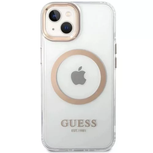 Guess Metal Outline MagSafe iPhone 15 Plus / 14 Plus tok - arany-3666339196905 3 kép