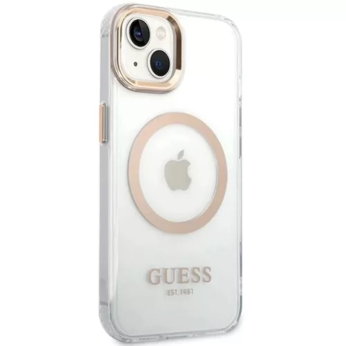 Guess Metal Outline MagSafe iPhone 15 Plus / 14 Plus tok - arany-3666339196905 4 kép