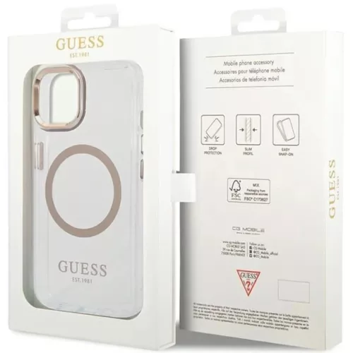 Guess Metal Outline MagSafe iPhone 15 Plus / 14 Plus tok - arany-3666339196905 8 kép