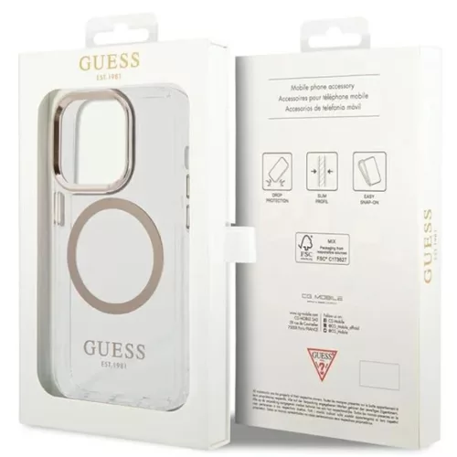 Guess Metal Outline Magsafe iPhone 15 Pro Max tok - arany-3666339196929 8 kép