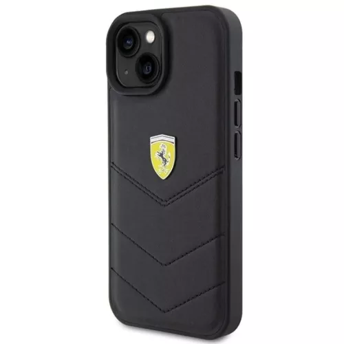 Ferrari Steppelt Fém Logó tok iPhone 15-höz - fekete-3666339171032 2 kép