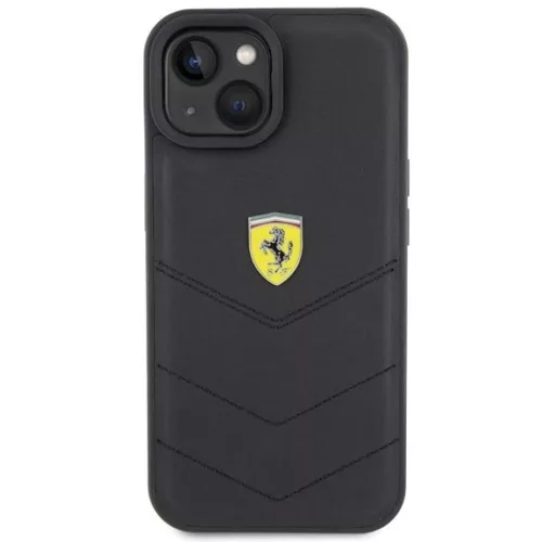 Ferrari Steppelt Fém Logó tok iPhone 15-höz - fekete-3666339171032 3 kép