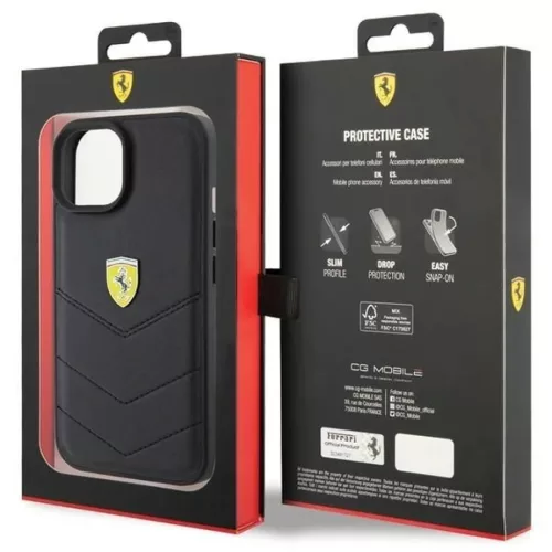 Ferrari Steppelt Fém Logó tok iPhone 15-höz - fekete-3666339171032 8 kép