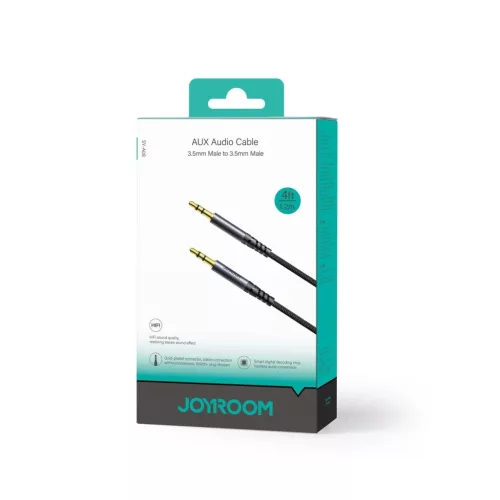 Joyroom sztereó audiokábel AUX 3.5 mm minijack 1,2 m fekete (SY-A08)-6956116773809 5 kép