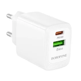   Borofone fali töltő BN27 Fuente - USB + Type C - QC 3.0 PD 20W fehér