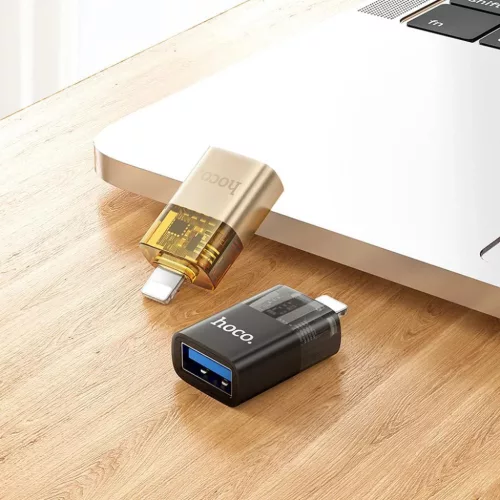 HOCO adapter OTG Lightning (férfi) - USB A (női) UA36 fekete átlát-6942007647151 5 kép