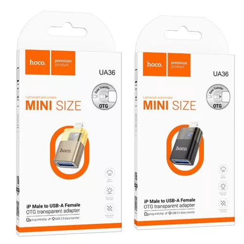 HOCO adapter OTG Lightning (férfi) - USB A (női) UA36 fekete átlát-6942007647151 7 kép