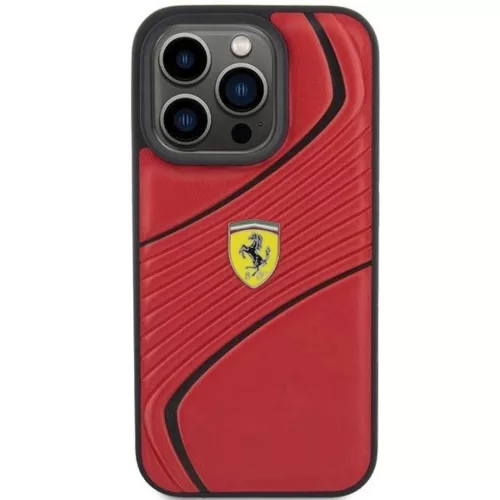 Ferrari Twist Fém Logós tok iPhone 15 Pro - piros-3666339170974 3 kép