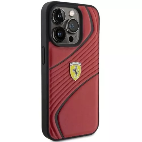 Ferrari Twist Fém Logós tok iPhone 15 Pro - piros-3666339170974 4 kép