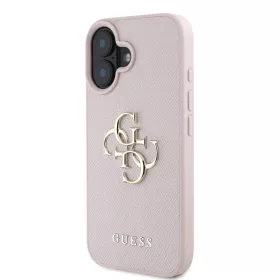  iPhone 16 Pink Guess PU Grained 4G Metal Logo tok-3666339424824 2 kép