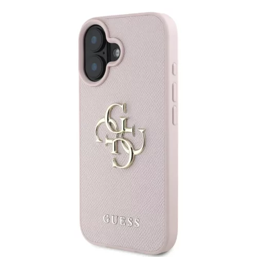  iPhone 16 Pink Guess PU Grained 4G Metal Logo tok-3666339424824 2 kép