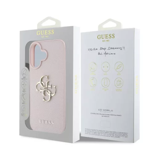  iPhone 16 Pink Guess PU Grained 4G Metal Logo tok-3666339424824 7 kép