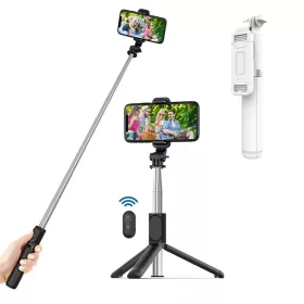    Techsuit - Selfiebot (Q01) - Bluetooth távirányítóval és stabil állványtalppal, 101 cm - Fehér