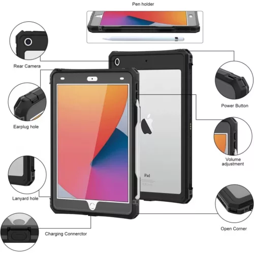 ShellBox - Vízálló IP68 - iPad 10.2" (2019 / 2020 / 2021) - Fekete -5949419138933 7 kép